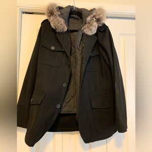 Michael Kors men’s black hooded coat, size large